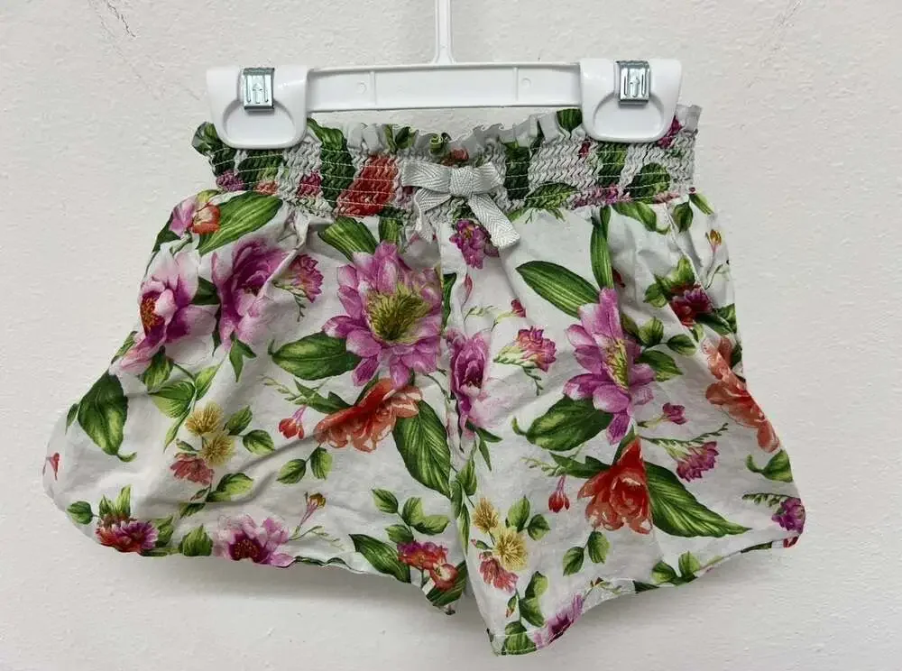 Janie And Jack Floral Shorts White Pink Green Size 5